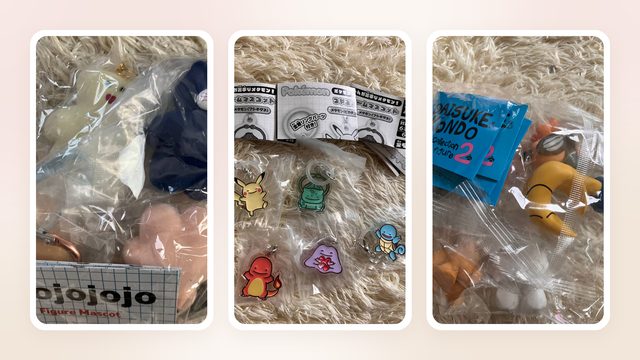オンライン予約で届いたmojojojo・メタモン・DAISUKE KONDOのガチャのコンプリートセット